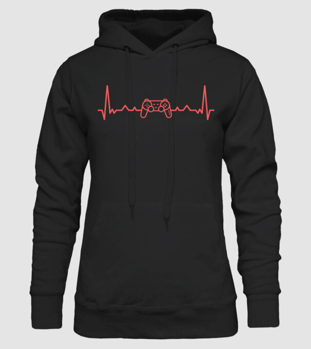 Heartbeat with gamepad minta fekete pólón