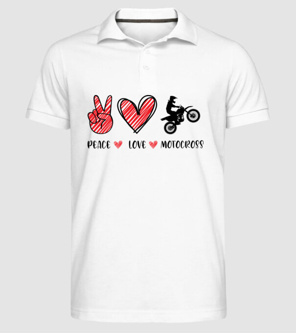 Peace Love Motocross minta fehér pólón