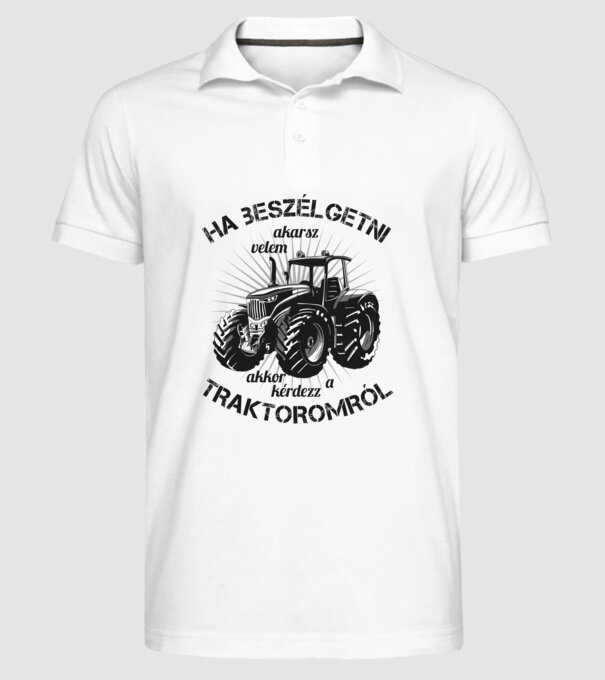 Traktoros minta fehér pólón