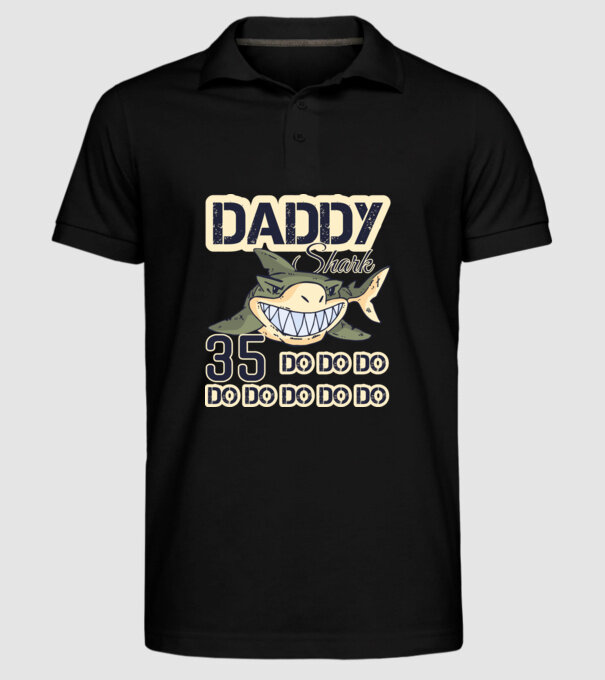 Daddy shark 35 minta fekete pólón