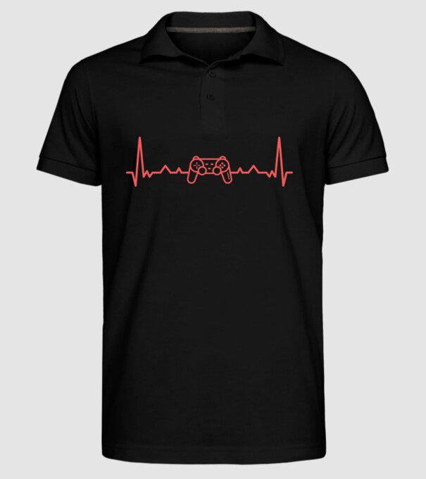 Heartbeat with gamepad minta fekete pólón