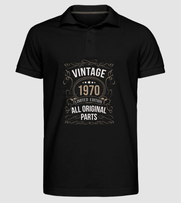 Vintage 1970 minta fekete pólón
