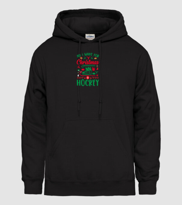 All I want for Christmas is hockey minta fekete pólón