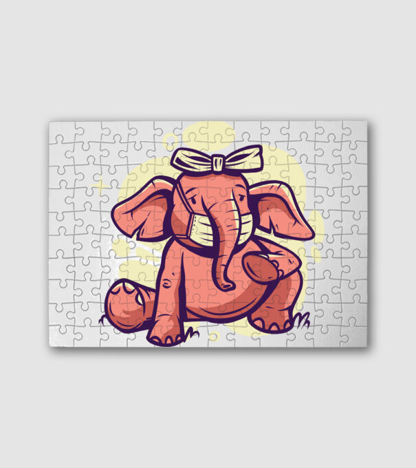 Elephant facemask minta fehér pólón