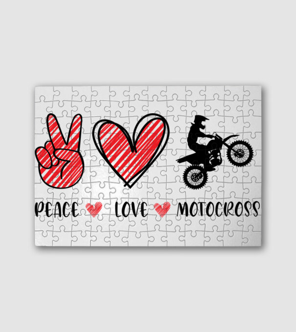 Peace Love Motocross minta fehér pólón