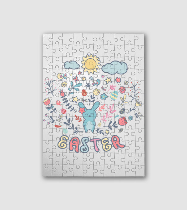 The lovely easter bunny and flowers SVG minta fehér pólón