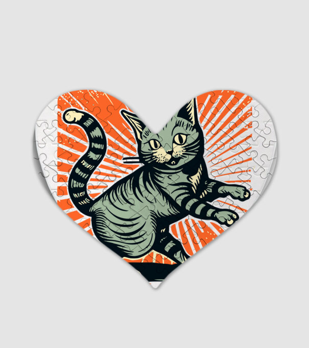 Vintage cat minta fehér pólón