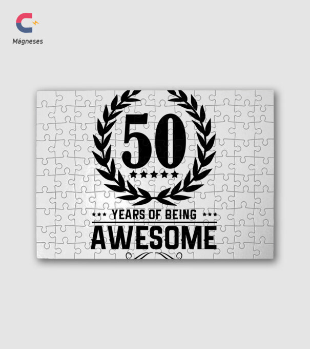 50 years awesome minta fehér pólón