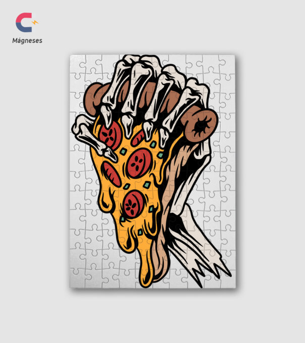Halott pizza minta fehér pólón