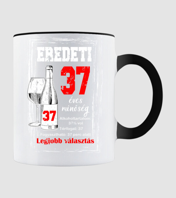 Eredeti 37 éves minőség minta fekete pólón