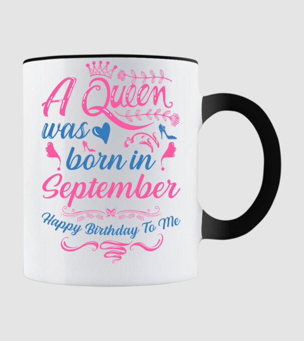 A queen was born in September happy birthday to me-01 minta fekete pólón