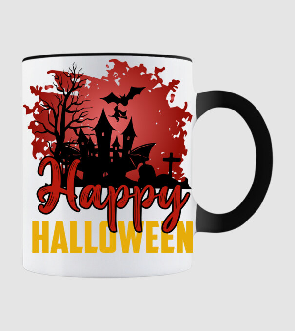 Happy Halloween  minta fekete pólón