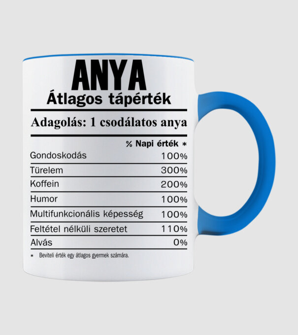 Anya átlagos tápérték minta világoskék pólón