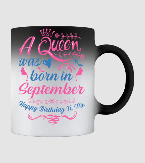 A queen was born in September happy birthday to me-01 minta fekete pólón