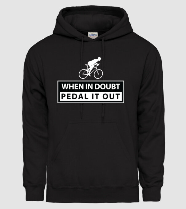 When in doubt Pedal it out minta fekete pólón