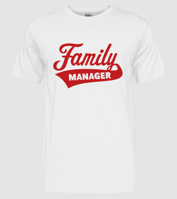 familymanager piros minta fehér pólón