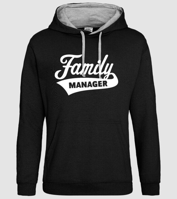 familymanager fehér minta fekete pólón