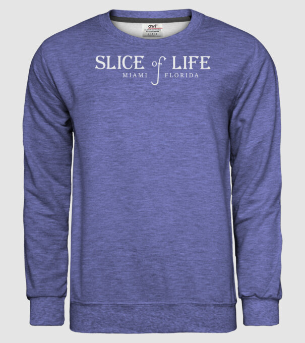 slice-of-life copy minta farmerkék pólón
