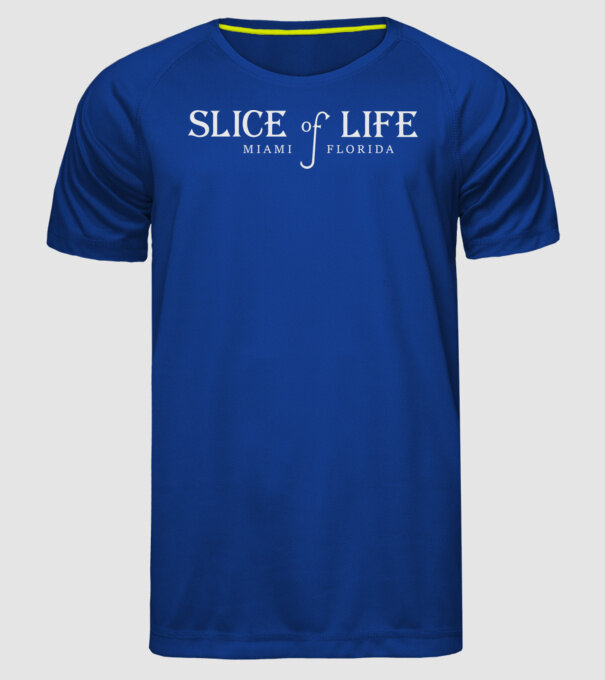 slice-of-life copy minta királykék pólón