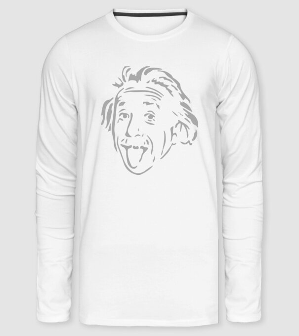 Einstein nyelve minta fehér pólón