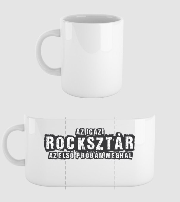 Az igazi rocksztár - szürke minta fehér pólón