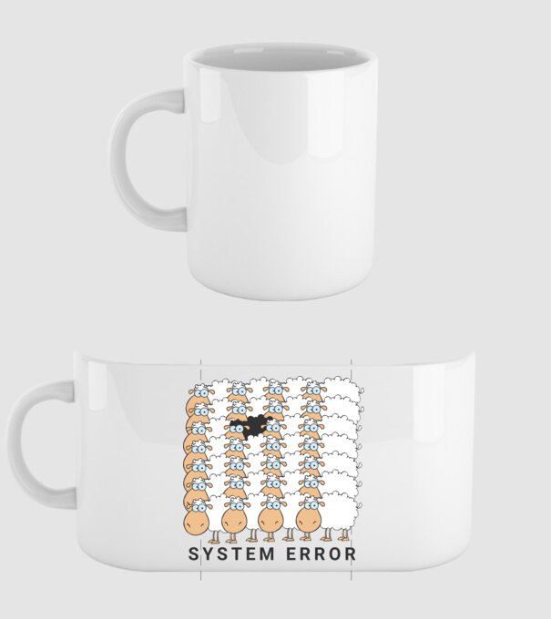 System error sheep minta fehér pólón