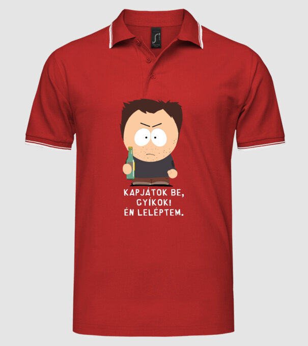 Én leléptem minta piros pólón