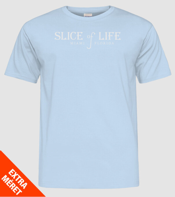 slice-of-life copy minta világoskék pólón