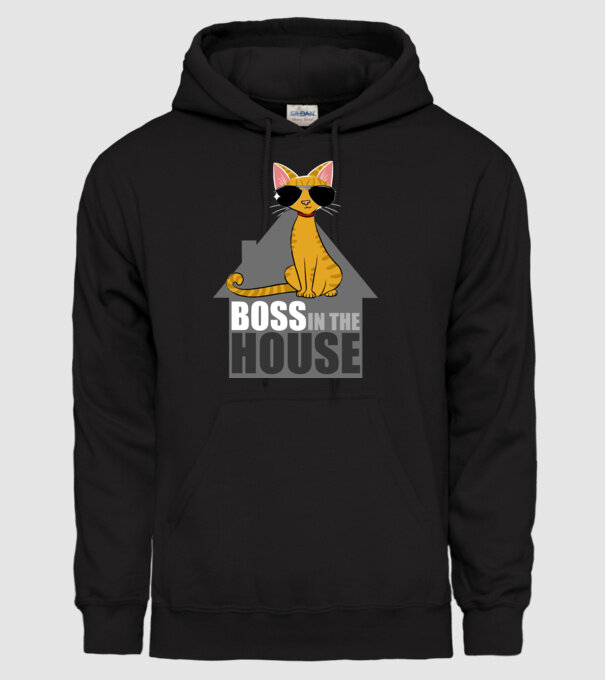 BOSS IN THE HOUSE - fekete minta fekete pólón