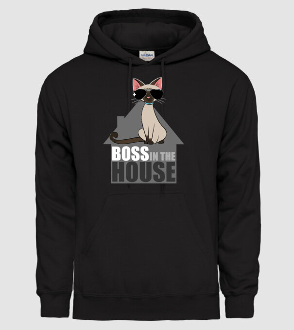 BOSS IN THE HOUSE - fekete minta fekete pólón