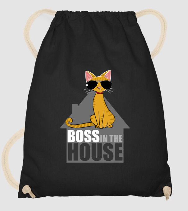 BOSS IN THE HOUSE - fekete minta fekete pólón