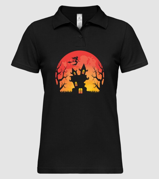 Halloween mansion minta fekete pólón