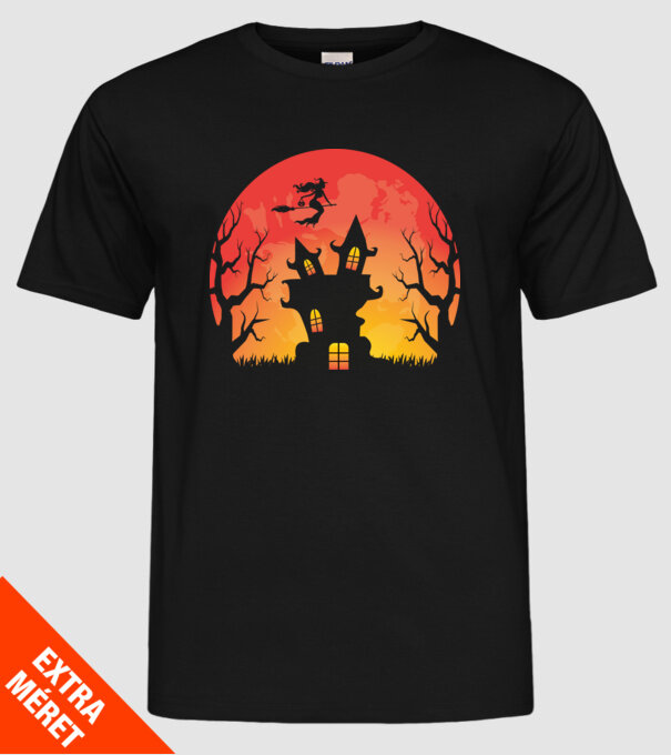 Halloween mansion minta fekete pólón
