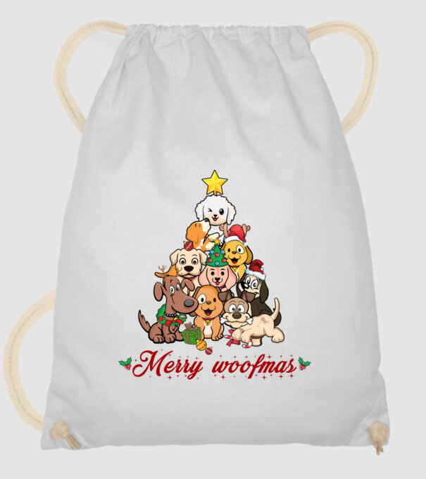 Merry Woofmas minta fehér pólón