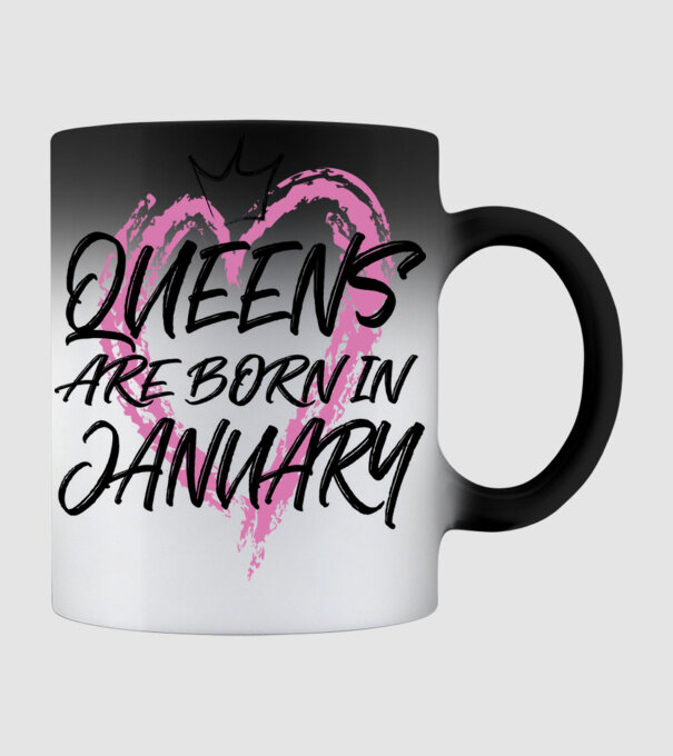 Queens are born in January minta fekete pólón
