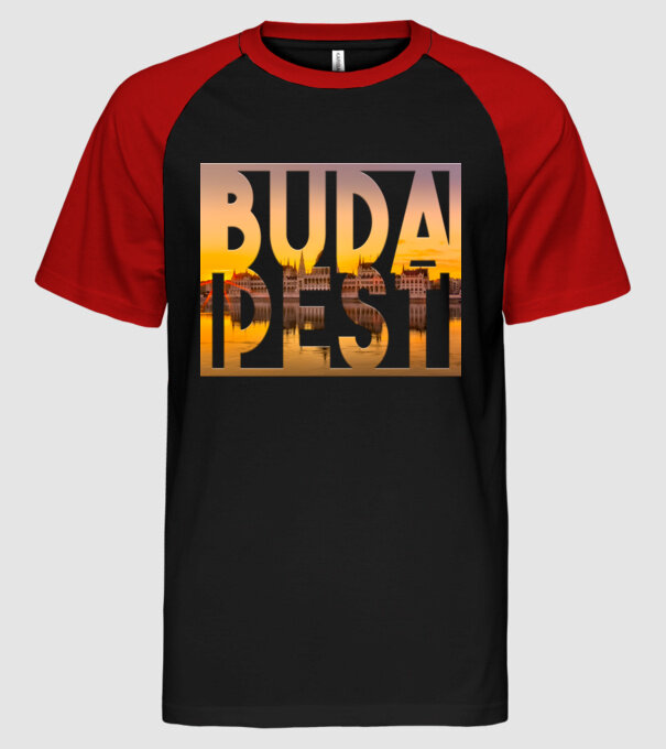 Budapest minta fekete/piros pólón