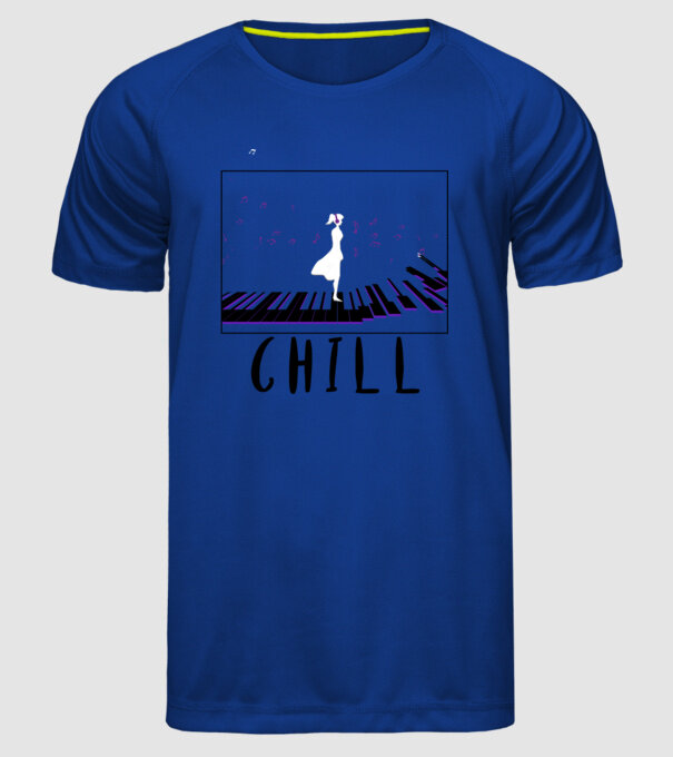 Chill pop minta királykék pólón