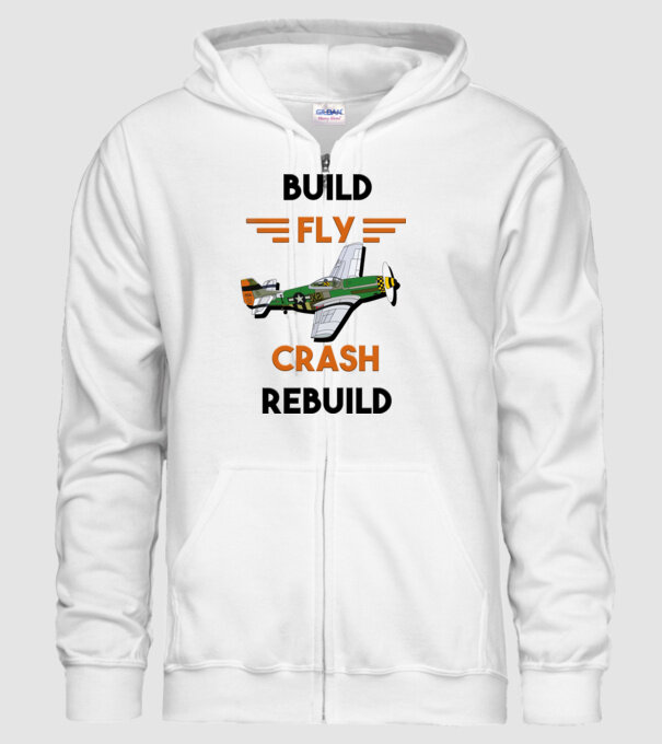 Build fly Crash Rebuild minta fehér pólón