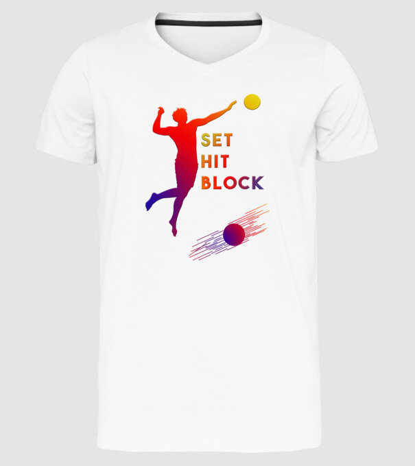 Set Hit Block minta fehér pólón