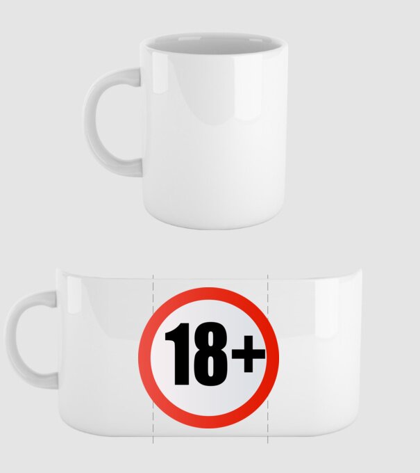 18+ minta fehér pólón