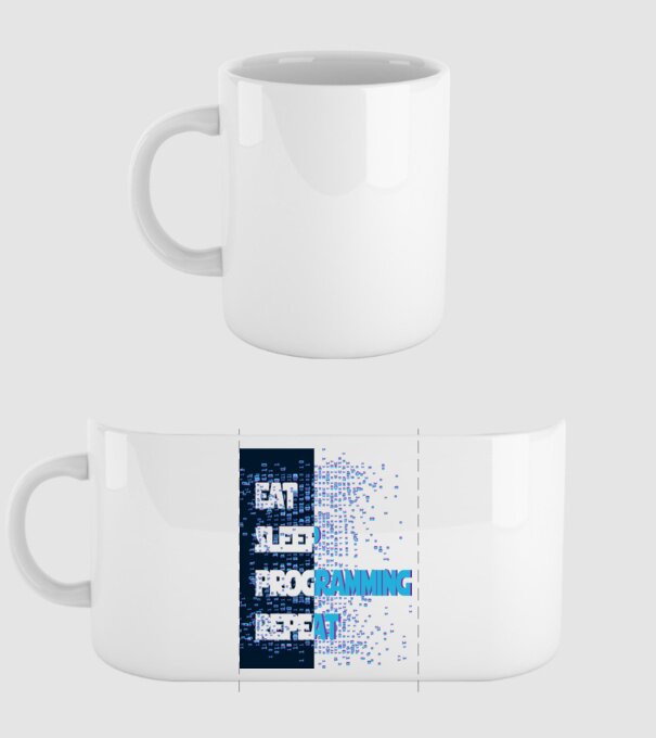 Eat sleep programming repeat minta fehér pólón