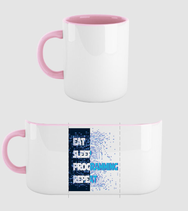 Eat sleep programming repeat minta világos rózsaszín pólón