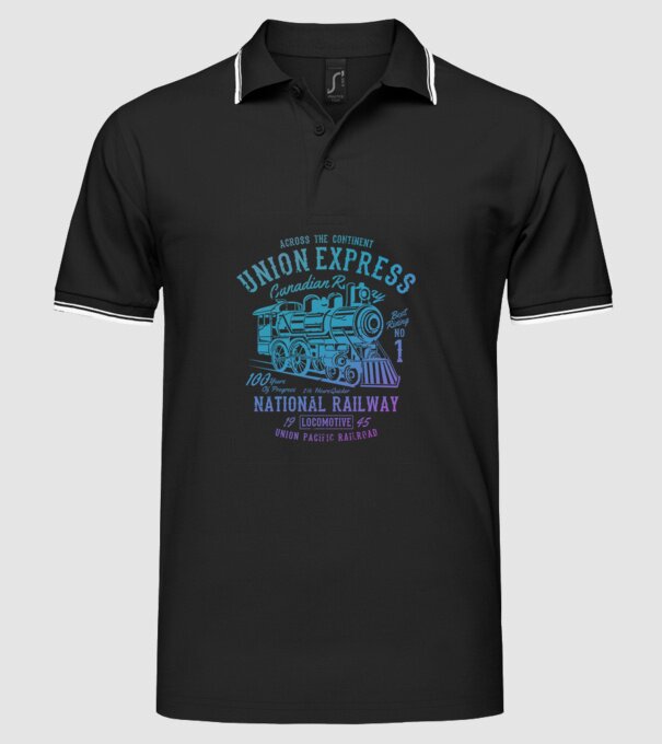 Union Express minta fekete pólón