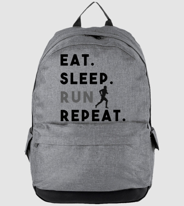 Eat sleep run repeat minta szürke pólón