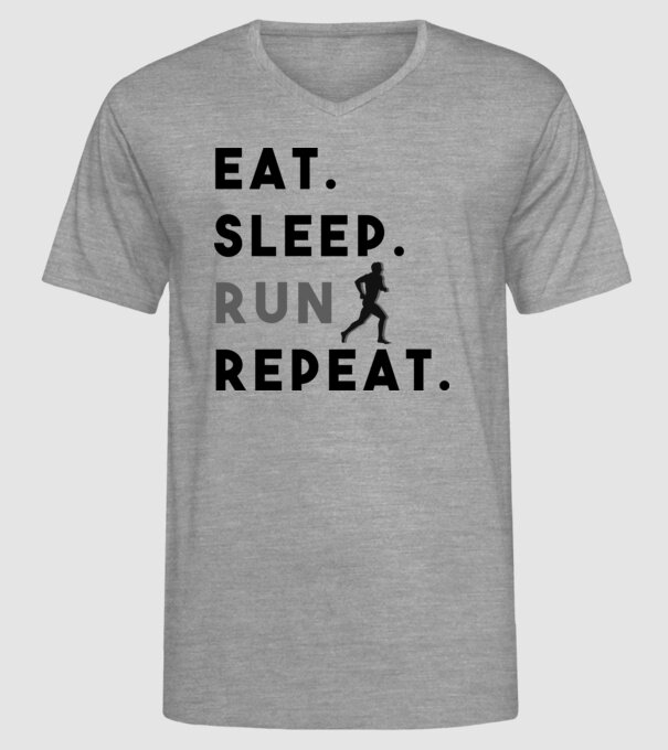 Eat sleep run repeat minta szürke pólón