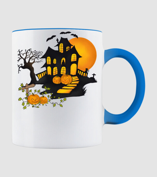 Halloween minta világoskék pólón