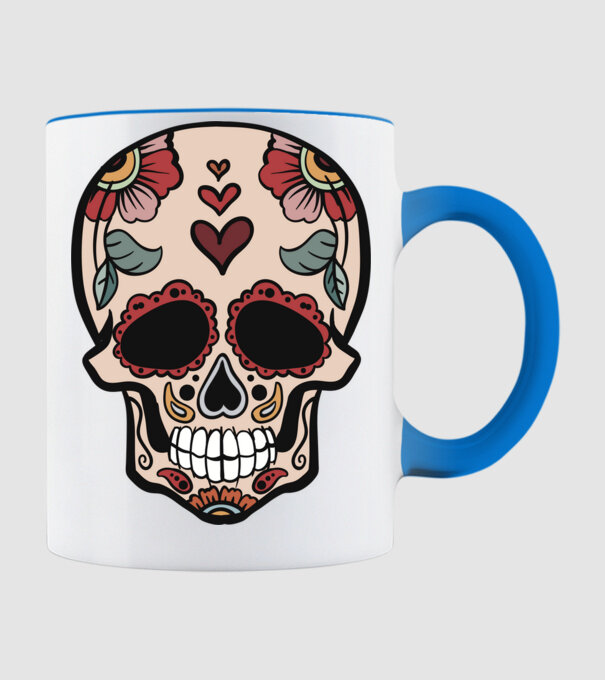 Sugar skull minta világoskék pólón
