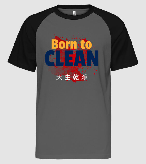 Born to clean 04 minta szürke/fekete pólón