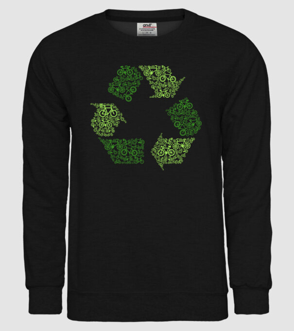 Recycling minta fekete pólón