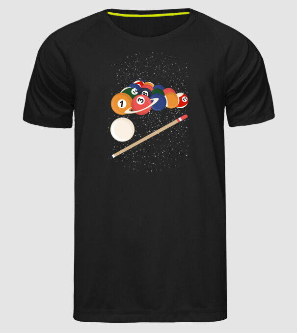 Billiard Space minta fekete pólón